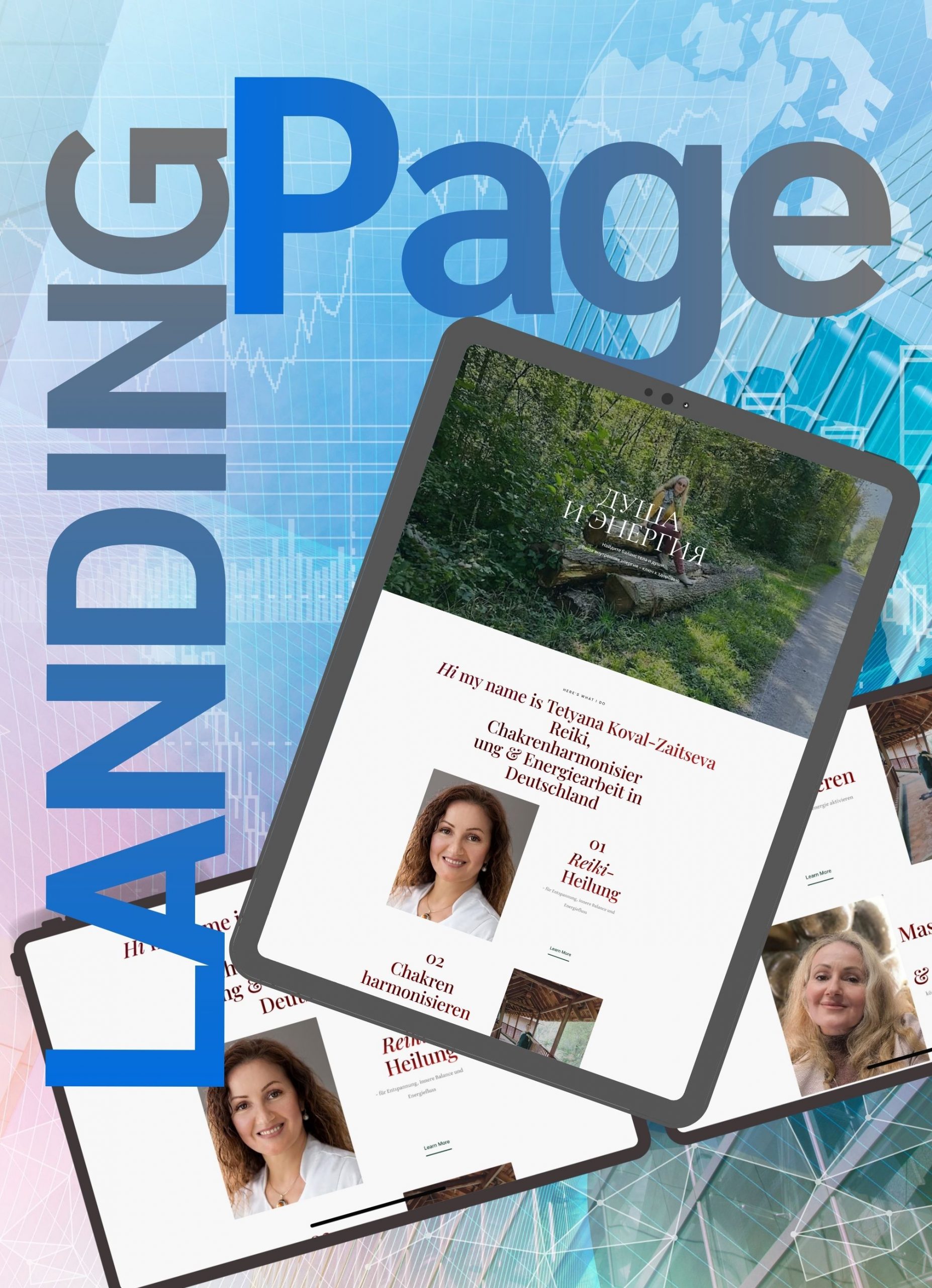 Moderne Landing Page erstellt von Webdesignerin in Magdeburg für Kunden aus Berlin, Leipzig, Hamburg, Frankfurt und Hannover